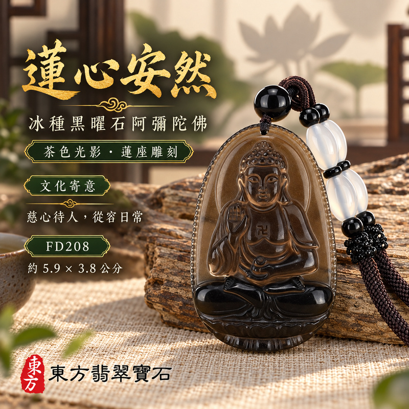 黑曜石阿彌陀佛項鍊玉珮｜慈悲接引・光明清淨・安定自在・平安吉祥｜冰種黑曜石阿彌陀佛｜阿彌陀佛｜阿彌陀佛玉珮・阿彌陀佛玉墜・阿彌陀佛吊墜・阿彌陀佛項鍊｜FD208｜男女玉石項鍊・送禮收藏｜客製化訂做阿彌陀佛玉珮、阿彌陀佛玉墜、阿彌陀佛吊墜、阿彌陀佛項鍊｜附東方翡翠寶石保證卡・東方翡翠寶石
