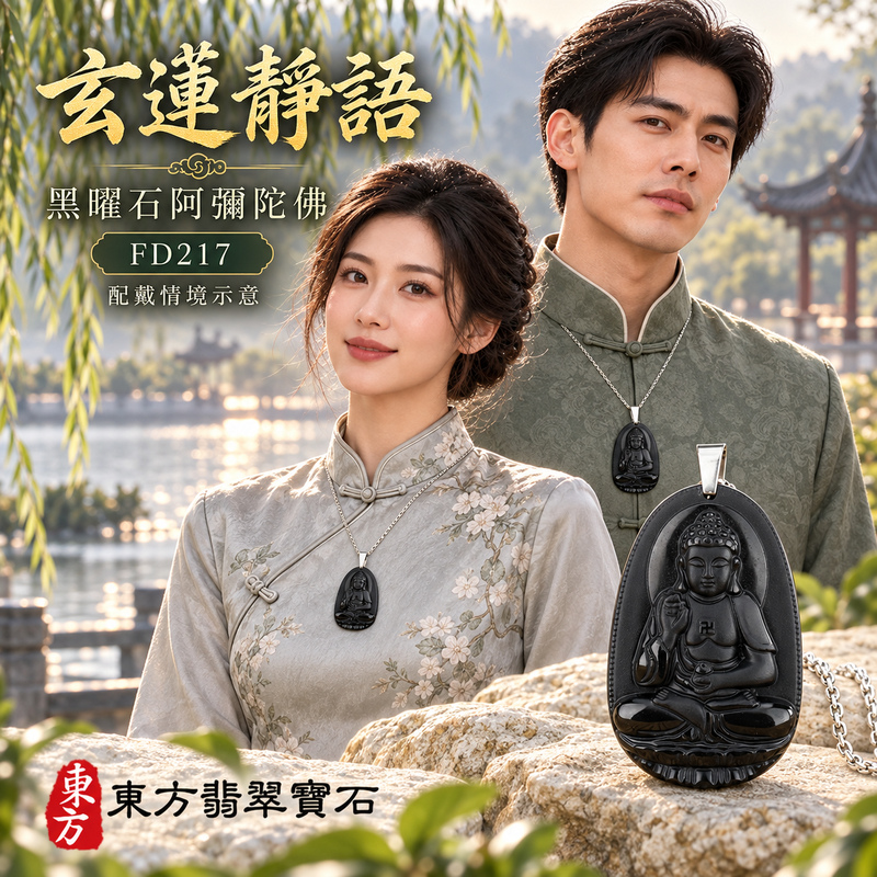 已售出可訂做｜黑曜石阿彌陀佛項鍊玉珮｜慈悲接引・光明清淨・安定自在・平安吉祥｜黑曜石阿彌陀佛｜阿彌陀佛｜阿彌陀佛玉珮・阿彌陀佛玉墜・阿彌陀佛吊墜・阿彌陀佛項鍊｜FD217｜男女玉石項鍊・送禮收藏｜客製化訂做阿彌陀佛玉珮、阿彌陀佛玉墜、阿彌陀佛吊墜、阿彌陀佛項鍊｜附東方翡翠寶石保證卡・東方翡翠寶石