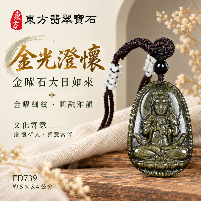 金曜石大日如來項鍊玉珮｜光明遍照・智慧開展・正念精進・平安守護｜金曜石大日如來項鍊玉珮（大日如來：大日如來牌金曜石大日如來玉珮、金 曜石大日如來｜大日如來｜大日如來玉珮・大日如來玉墜・大日如來吊墜・大日如來項鍊｜FD739｜男女玉石項鍊・送禮收藏｜客製化訂做大日如來玉珮、大日如來玉墜、大日如來吊墜、大日如來項鍊｜附東方翡翠寶石保證書・東方翡翠寶石
