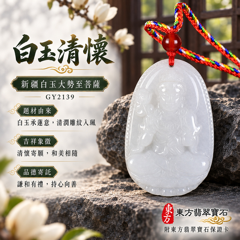 新疆白玉大勢至菩薩項鍊玉珮|智慧光明・正念精進・遠離迷惘・平安守護|新疆白玉大勢至菩薩|大勢至菩薩|大勢至菩薩玉珮・大勢至菩薩玉墜・大勢至菩薩吊墜・大勢至菩薩項鍊|GY2139|男女玉石項鍊・送禮收藏|客製化訂做大勢至菩薩玉珮、大勢至菩薩玉墜、大勢至菩薩吊墜、大勢至菩薩項鍊|附東方翡翠寶石保證卡・東方翡翠寶石 新疆白玉大勢至菩薩項鍊玉珮|智慧光明・正念精進・遠離迷惘・平安守護|新疆白玉大勢至菩薩|大勢至菩薩|大勢至菩薩玉珮・大勢至菩薩玉墜・大勢至菩薩吊墜・大勢至菩薩項鍊|GY2139|男女玉石項鍊・送禮收藏|客製化訂做大勢至菩薩玉珮、大勢至菩薩玉墜、大勢至菩薩吊墜、大勢至菩薩項鍊|附東方翡翠寶石保證卡・東方翡翠寶石