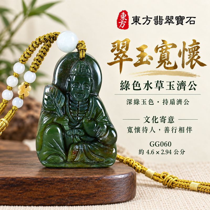 水草玉濟公項鍊玉珮|扶危濟困・自在豁達・慈悲行善・吉祥相隨|綠色水草玉濟公|濟公|濟公玉珮・濟公玉墜・濟公吊墜・濟公項鍊|GG060|男女玉石項鍊・送禮收藏|客製化訂做濟公玉珮、濟公玉墜、濟公吊墜、濟公項鍊|附東方翡翠寶石保證卡・東方翡翠寶石 水草玉濟公項鍊玉珮|扶危濟困・自在豁達・慈悲行善・吉祥相隨|綠色水草玉濟公|濟公|濟公玉珮・濟公玉墜・濟公吊墜・濟公項鍊|GG060|男女玉石項鍊・送禮收藏|客製化訂做濟公玉珮、濟公玉墜、濟公吊墜、濟公項鍊|附東方翡翠寶石保證卡・東方翡翠寶石