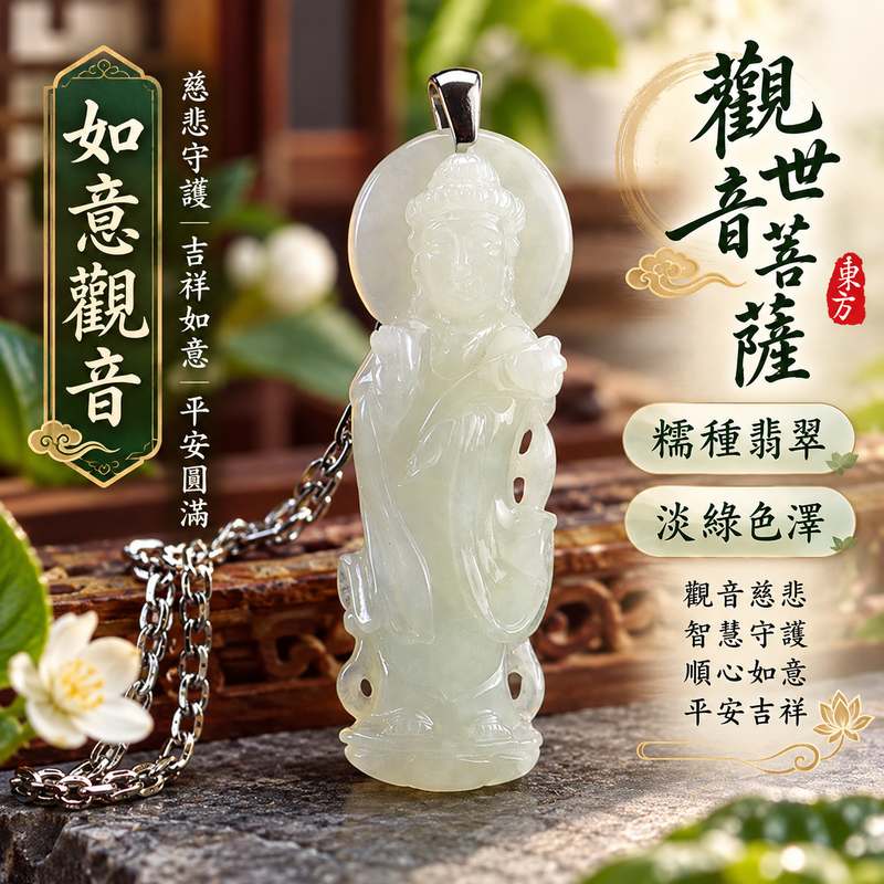 糯種淡綠如意觀音觀世音菩薩翡翠玉珮 I 慈悲智慧守護平安吉祥圓滿福慧寓意 I 緬甸A貨翡翠觀音玉墜 GY1536 I 如意觀音玉珮傳承東方玉文化溫潤淡雅適合日常佩戴收藏送禮 I 觀世音菩薩慈悲守護象徵緬甸A貨翡翠附雙證書1 糯種淡綠如意觀音觀世音菩薩翡翠玉珮 I 慈悲智慧守護平安吉祥圓滿福慧寓意 I 緬甸A貨翡翠觀音玉墜 GY1536 I 如意觀音玉珮傳承東方玉文化溫潤淡雅適合日常佩戴收藏送禮 I 觀世音菩薩慈悲守護象徵緬甸A貨翡翠附雙證書1