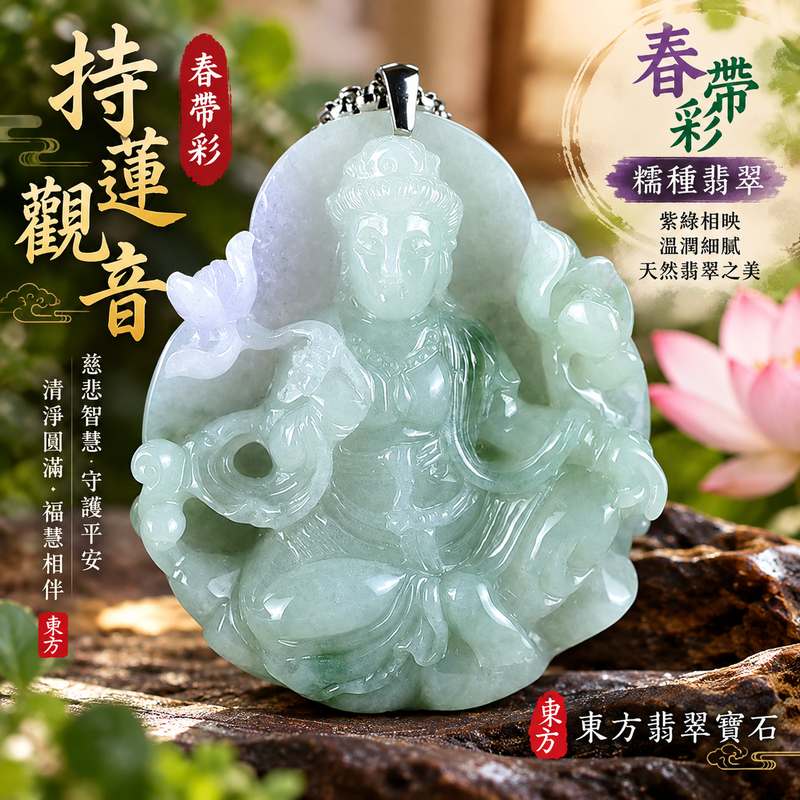 春帶彩糯種翡翠持蓮觀音觀世音菩薩玉珮 I 慈悲智慧守護平安清淨圓滿蓮花吉祥寓意 GY1711 春紫綠彩相映溫潤糯種玉質土木金火五行文化祝福 I 緬甸A貨翡翠持蓮觀音玉墜項鍊附雙證書 I 觀世音菩薩慈悲護佑福慧相伴男女皆宜日常佩戴收藏送禮紀念客製化訂做1 春帶彩糯種翡翠持蓮觀音觀世音菩薩玉珮 I 慈悲智慧守護平安清淨圓滿蓮花吉祥寓意 GY1711 春紫綠彩相映溫潤糯種玉質土木金火五行文化祝福 I 緬甸A貨翡翠持蓮觀音玉墜項鍊附雙證書 I 觀世音菩薩慈悲護佑福慧相伴男女皆宜日常佩戴收藏送禮紀念客製化訂做1