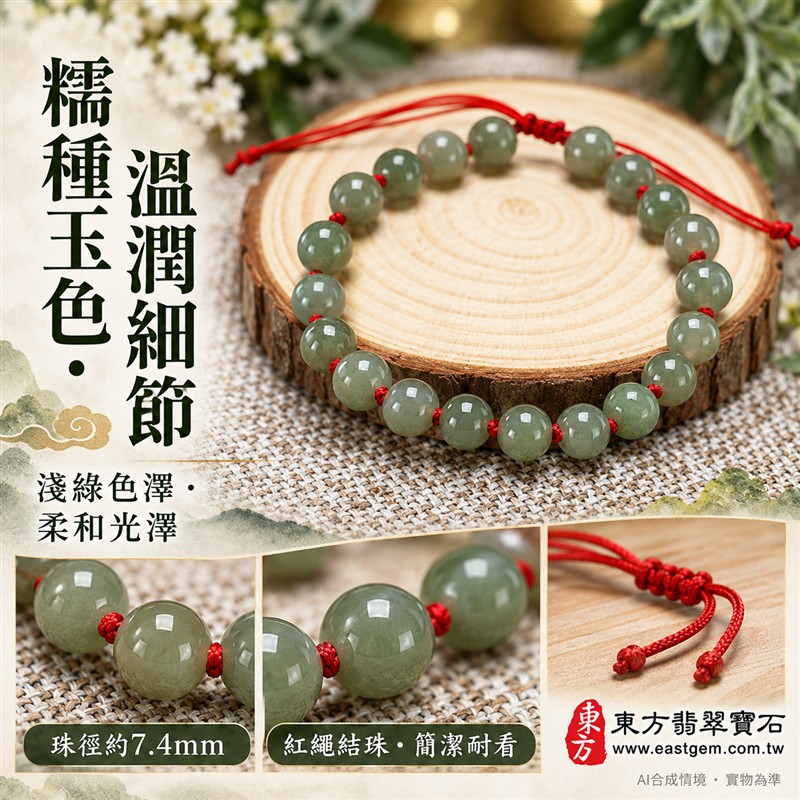 天然A貨糯種翡翠手鍊 糯種緬甸玉手珠 淺綠色翡翠圓珠 溫潤糯感 柔和玉色 紅繩結珠 清雅百搭 珠徑約7.4mm 20顆珠 平安圓滿 福氣相伴 和諧順遂的吉祥寓意 男女皆宜 自用送禮 客製化設計翡翠珠串 翡翠珠子 緬甸玉手鍊 緬甸玉珠串 緬甸玉手珠 附A貨翡翠雙證書 東方翡翠寶石 OJK041-5 天然A貨糯種翡翠手鍊 糯種緬甸玉手珠 淺綠色翡翠圓珠 溫潤糯感 柔和玉色 紅繩結珠 清雅百搭 珠徑約7.4mm 20顆珠 平安圓滿 福氣相伴 和諧順遂的吉祥寓意 男女皆宜 自用送禮 客製化設計翡翠珠串 翡翠珠子 緬甸玉手鍊 緬甸玉珠串 緬甸玉手珠 附A貨翡翠雙證書 東方翡翠寶石 OJK041-5
