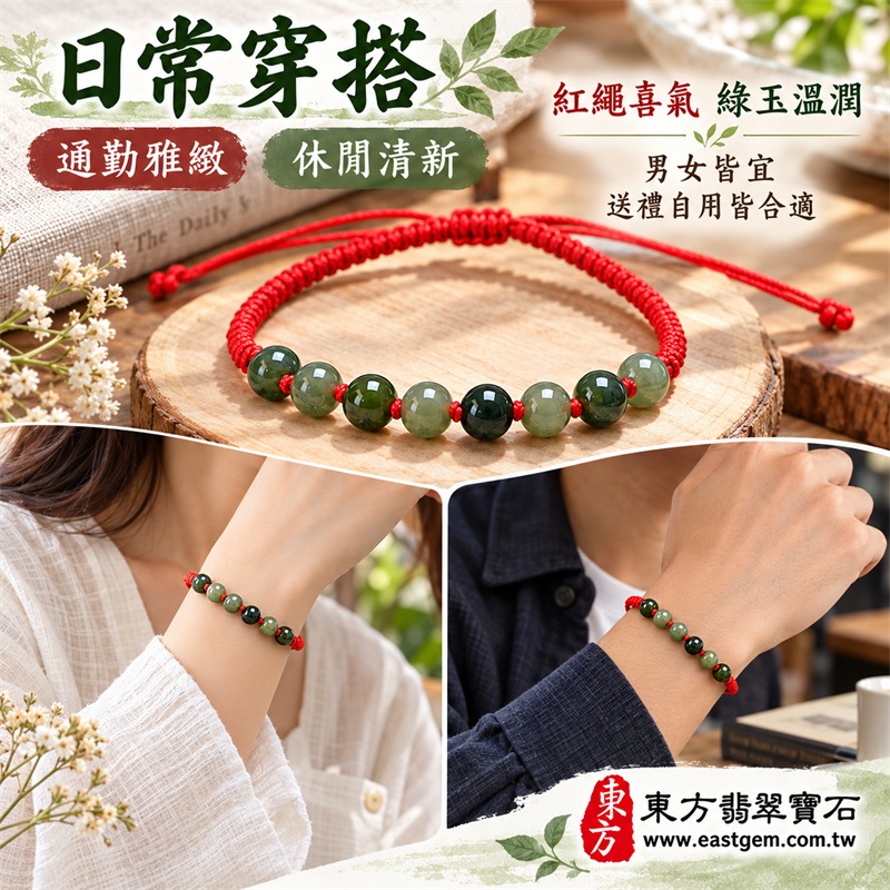 糯種翡翠手鍊|天然緬甸玉A貨翡翠紅繩手珠|綠色糯種翡翠約7mm圓珠8顆|天然棉絮與色根・深淺綠色自然交織・質地糯潤細膩・圓珠溫潤有光澤|紅色編繩逐珠打結・活動結可調整鬆緊・輕盈舒適|8顆圓珠寓意八方聚福、圓滿和諧、福氣相連,紅繩寓意喜氣吉祥、平安順遂,綠色翡翠寓意生機長青、健康長壽|清雅百搭・男女皆宜|適合日常佩戴、商務通勤、休閒穿搭、生日送禮、長輩祝福及個人珍藏|可依手圍客製化翡翠珠串、翡翠珠子、緬甸玉手鍊、緬甸玉珠串、緬甸玉珠子、緬甸玉手珠|附A貨翡翠雙證書|OJK049-6 糯種翡翠手鍊|天然緬甸玉A貨翡翠紅繩手珠|綠色糯種翡翠約7mm圓珠8顆|天然棉絮與色根・深淺綠色自然交織・質地糯潤細膩・圓珠溫潤有光澤|紅色編繩逐珠打結・活動結可調整鬆緊・輕盈舒適|8顆圓珠寓意八方聚福、圓滿和諧、福氣相連,紅繩寓意喜氣吉祥、平安順遂,綠色翡翠寓意生機長青、健康長壽|清雅百搭・男女皆宜|適合日常佩戴、商務通勤、休閒穿搭、生日送禮、長輩祝福及個人珍藏|可依手圍客製化翡翠珠串、翡翠珠子、緬甸玉手鍊、緬甸玉珠串、緬甸玉珠子、緬甸玉手珠|附A貨翡翠雙證書|OJK049-6