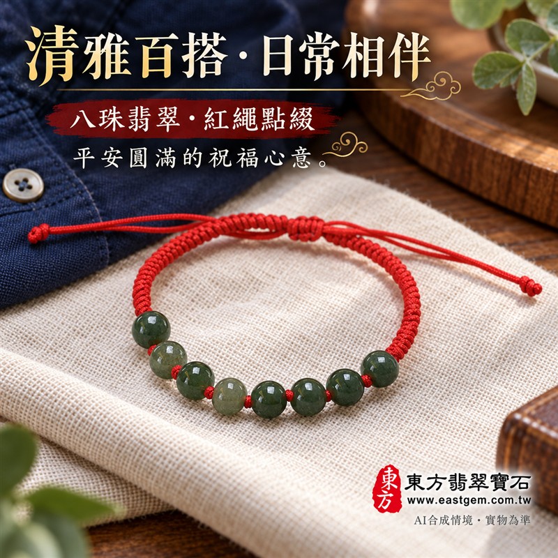 天然A貨糯種翡翠手鍊 糯種緬甸玉手珠 綠色翡翠圓珠 深淺綠自然層次 溫潤糯感 柔和光澤 八珠紅繩編織手鍊 珠徑約6.8mm 8顆珠 小巧清雅 男女皆宜 平安圓滿 福氣相伴 和諧順遂的傳統吉祥寓意 日常百搭 自用送禮 客製化設計翡翠珠串 翡翠珠子 緬甸玉手鍊 緬甸玉珠串 緬甸玉珠子 緬甸玉手珠 附A貨翡翠雙證書 東方翡翠寶石 OJK053-6 天然A貨糯種翡翠手鍊 糯種緬甸玉手珠 綠色翡翠圓珠 深淺綠自然層次 溫潤糯感 柔和光澤 八珠紅繩編織手鍊 珠徑約6.8mm 8顆珠 小巧清雅 男女皆宜 平安圓滿 福氣相伴 和諧順遂的傳統吉祥寓意 日常百搭 自用送禮 客製化設計翡翠珠串 翡翠珠子 緬甸玉手鍊 緬甸玉珠串 緬甸玉珠子 緬甸玉手珠 附A貨翡翠雙證書 東方翡翠寶石 OJK053-6