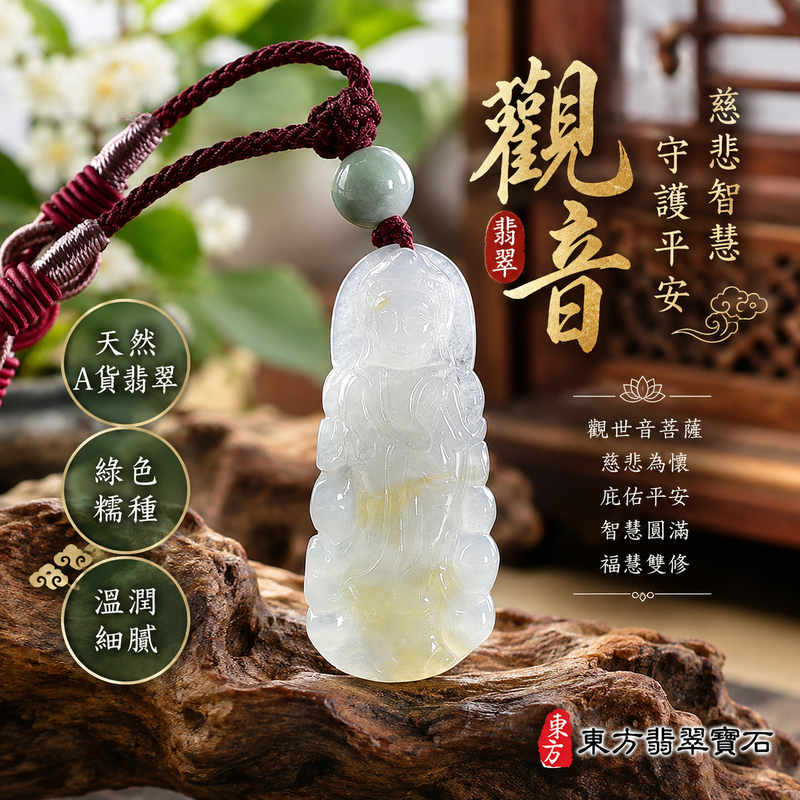 綠色糯種翡翠觀音觀世音菩薩玉珮 I 溫潤玉質與細緻觀音雕刻展現東方玉石典雅韻味 I 慈悲智慧守護平安吉祥如意福慧圓滿 GY1874 傳統觀音文化祝福寓意 I 緬甸A貨翡翠觀世音菩薩玉墜項鍊 I 男女皆宜日常佩戴與珍藏 I 適合生日祝福節慶贈禮及親友心意傳遞 I 東方翡翠寶石附雙證書1