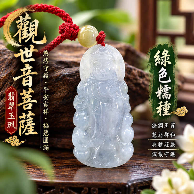 綠色糯種觀音觀世音菩薩翡翠玉珮 I 溫潤綠色玉質展現傳統東方玉雕之美與慈悲守護寓意 I 平安吉祥福慧圓滿 GY1889 祈願順遂安康與心境祥和 I 緬甸A貨翡翠觀世音菩薩玉珮附雙證書 I 木土五行文化象徵適合男女日常佩戴 I 傳統翡翠觀音玉墜項鍊送禮收藏皆宜 I 東方翡翠寶石品質保證與客製化訂做服務1