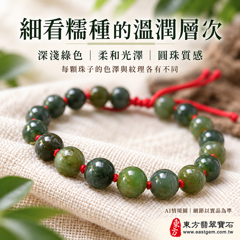 【附A貨翡翠雙證書】糯種綠翡翠手鍊・糯種緬甸玉手珠｜溫潤糯感・深淺綠色層次・圓珠圓滿・平安吉祥・綠意生機寓意｜珠徑約7.7mm／20顆珠／OJK056｜男女日常配戴・生日紀念日送禮｜可洽詢客製翡翠珠串、翡翠珠子、緬甸玉珠串與手圍調整-3