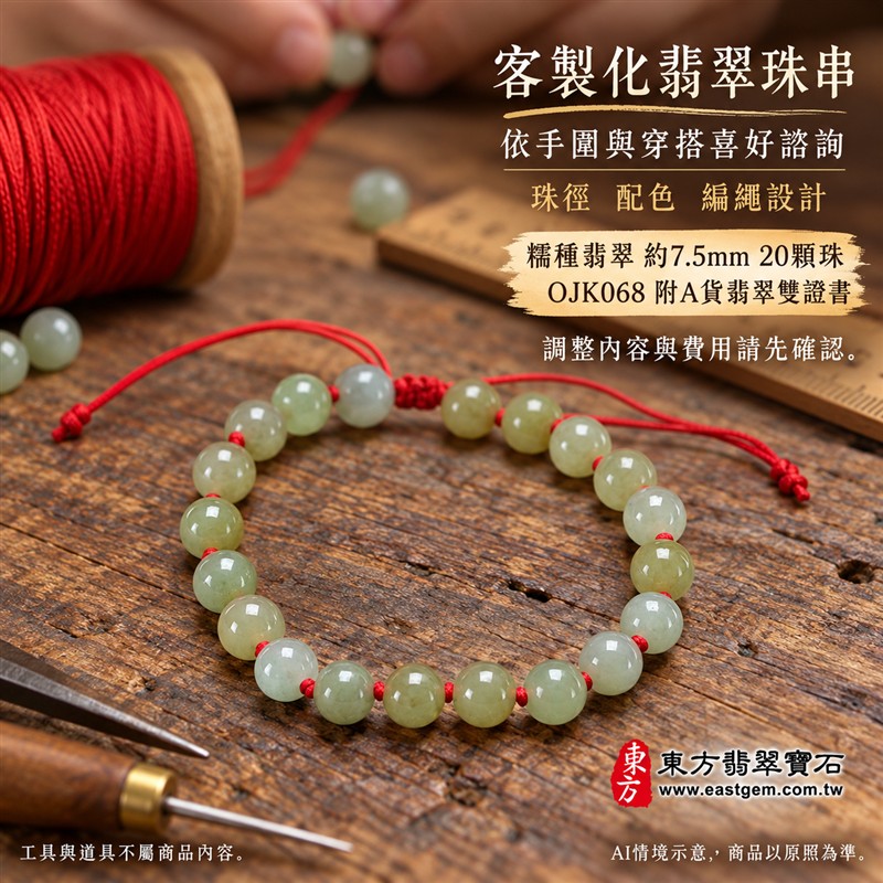東方翡翠寶石 糯種翡翠手鍊 糯種緬甸玉紅繩手珠 淺綠色溫潤玉珠 珠徑約7.5mm二十顆珠 OJK068 柔和綠意自然色紋 紅色繩結清雅喜氣 平安和諧圓滿順心吉祥寓意 男女日常配戴生日紀念送禮自戴珍藏 客製化翡翠珠串翡翠珠子緬甸玉手鍊緬甸玉珠串珠子手珠設計 附A貨翡翠雙證書-6 東方翡翠寶石 糯種翡翠手鍊 糯種緬甸玉紅繩手珠 淺綠色溫潤玉珠 珠徑約7.5mm二十顆珠 OJK068 柔和綠意自然色紋 紅色繩結清雅喜氣 平安和諧圓滿順心吉祥寓意 男女日常配戴生日紀念送禮自戴珍藏 客製化翡翠珠串翡翠珠子緬甸玉手鍊緬甸玉珠串珠子手珠設計 附A貨翡翠雙證書-6
