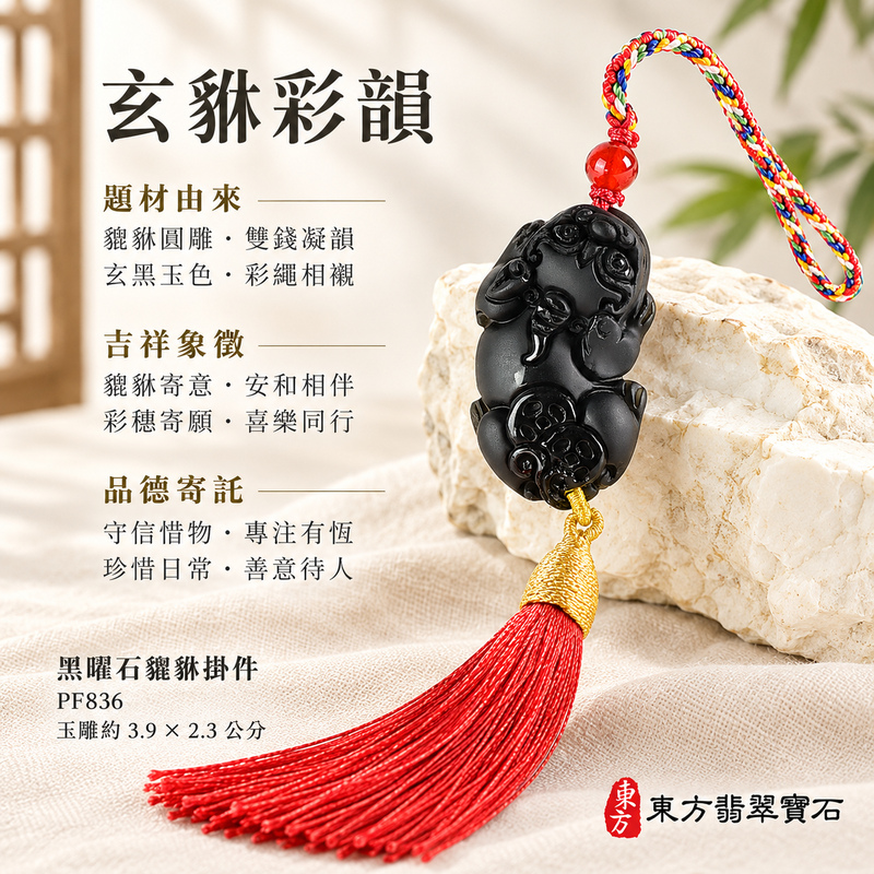 黑曜石貔貅項鍊玉珮｜招財貔貅・招財納福・聚財守福｜黑曜石貔貅｜黑曜石貔貅玉珮・黑曜石貔貅玉墜・黑曜石貔貅吊墜｜PF836｜日常配戴・送禮收藏｜客製化訂做黑曜石貔貅項鍊玉珮、玉墜、吊墜｜附東方翡翠寶石保證書｜東方翡翠寶石