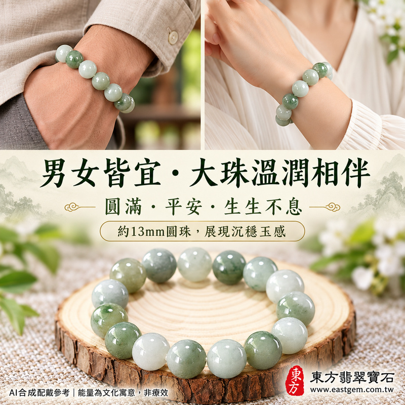 糯種淺綠翡翠手鍊 糯種緬甸玉珠串 約13mm大圓珠 15顆珠 溫潤柔和糯感與自然深淺綠色層次 圓潤珠形寄託圓滿 平安順心與生生不息的吉祥祝福 ONG006 附A貨翡翠雙證書 男女日常配戴 沉穩玉石風格 生日紀念日與親友心意贈禮 可洽詢客製化翡翠珠串 翡翠珠子 緬甸玉手鍊 緬甸玉珠串及手圍調整-2 糯種淺綠翡翠手鍊 糯種緬甸玉珠串 約13mm大圓珠 15顆珠 溫潤柔和糯感與自然深淺綠色層次 圓潤珠形寄託圓滿 平安順心與生生不息的吉祥祝福 ONG006 附A貨翡翠雙證書 男女日常配戴 沉穩玉石風格 生日紀念日與親友心意贈禮 可洽詢客製化翡翠珠串 翡翠珠子 緬甸玉手鍊 緬甸玉珠串及手圍調整-2